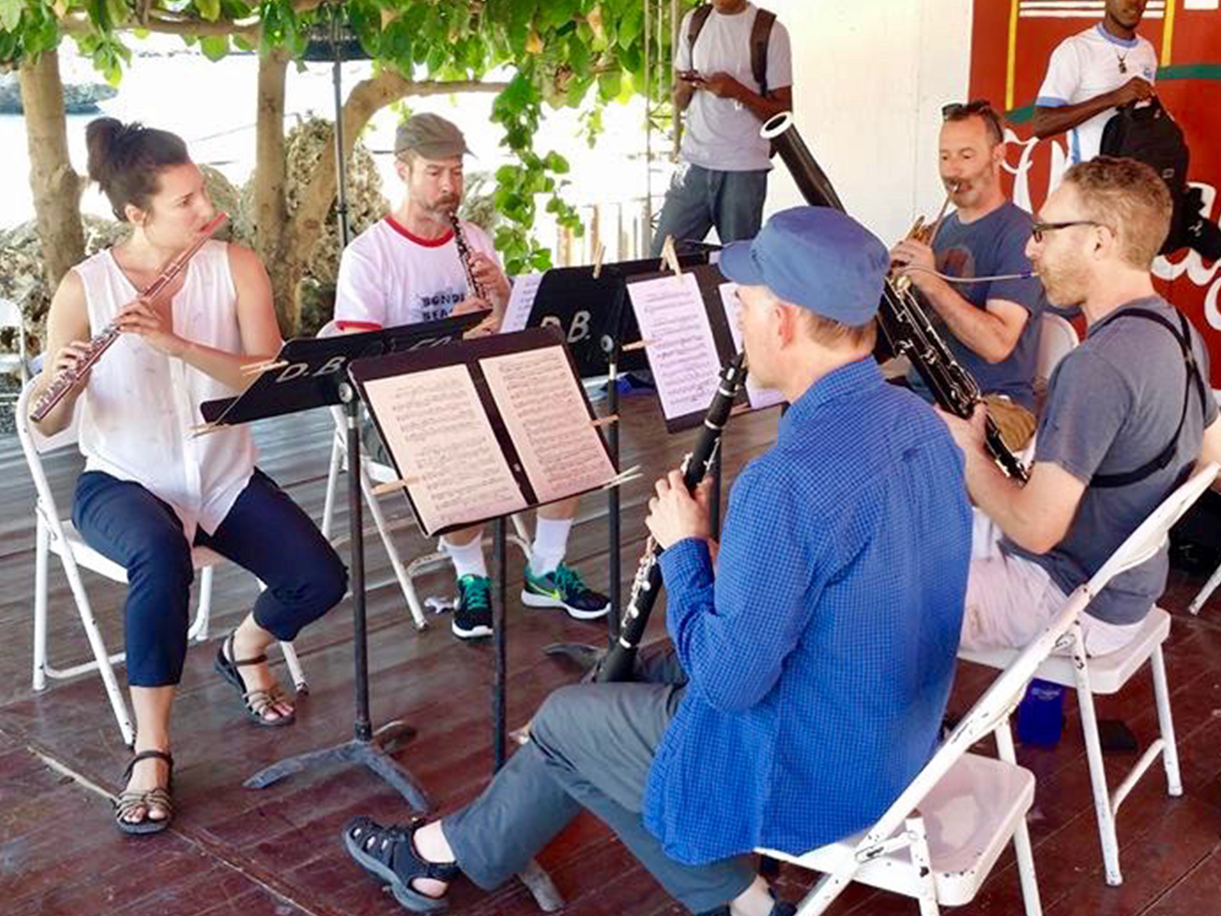 MOTUS woodwind quintet rehearses at the wharf